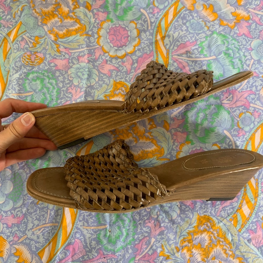 Sesto Meucci Woven wedge sandal Italy brown 8 cute